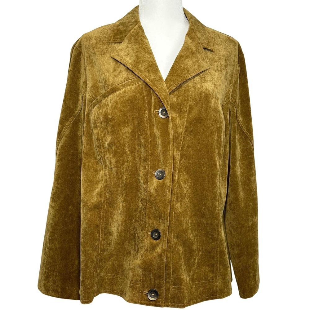 RQT Olive Green Soft Velour Velvet‎ Blazer Jacket, 3 Button  XL